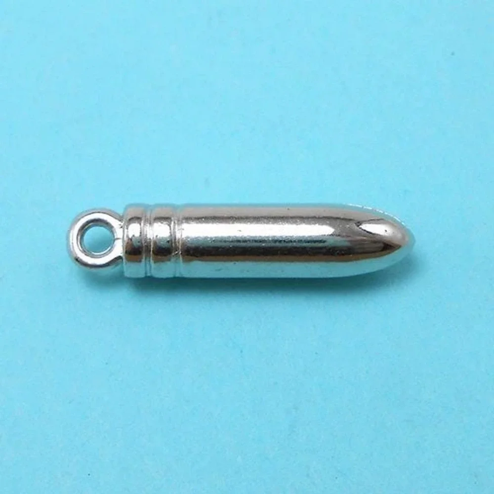 10pcs Bullet Charms Silver‎ Tone acrylic for jewelry making